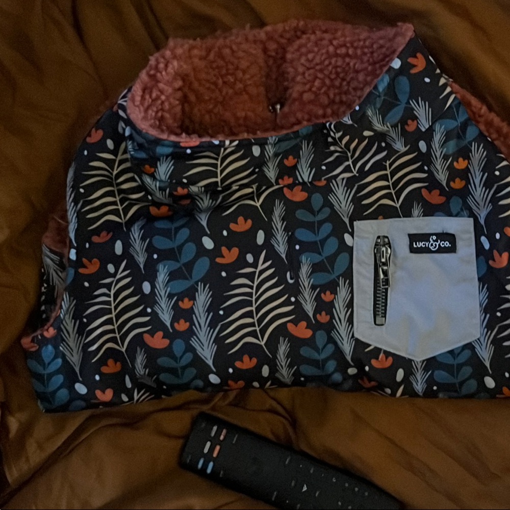 Lucy & Co. Floral Dog Jacket - Black and Red